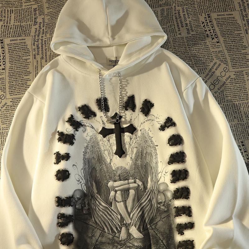 Áo Hoodie Tay Dài In Hình Thiên Thần yabi Phong Cách Hip Hop Mỹ