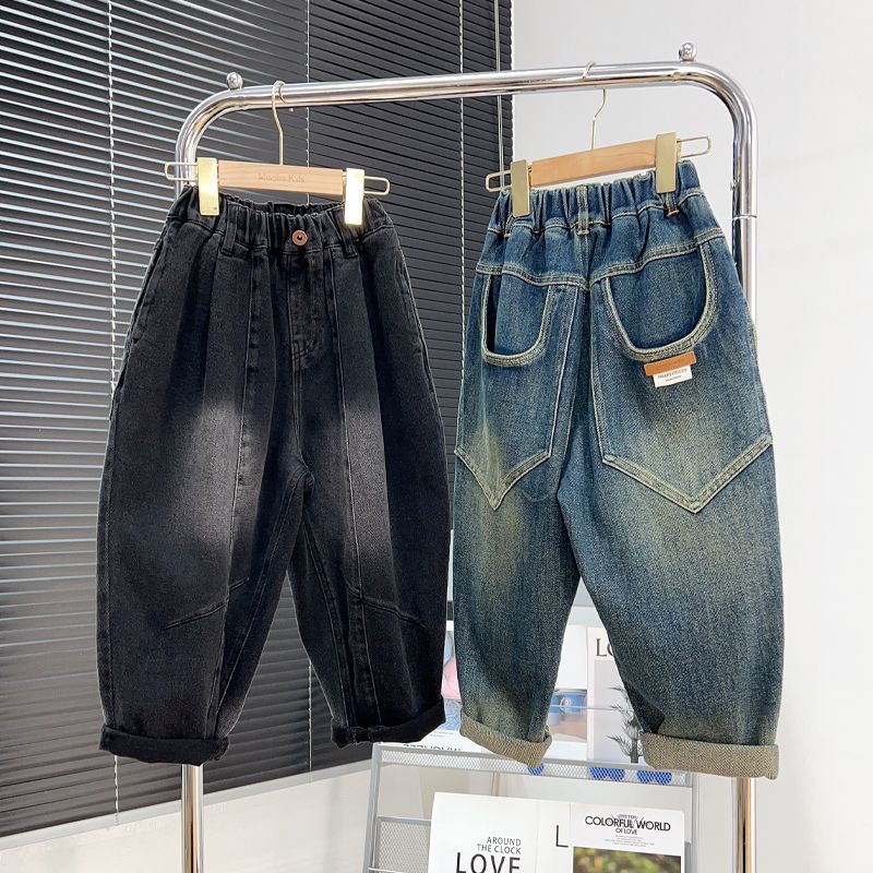 Quần jeans Đen Dáng Rộng Phong Cách Hàn Quốc Dành Cho Bé Trai