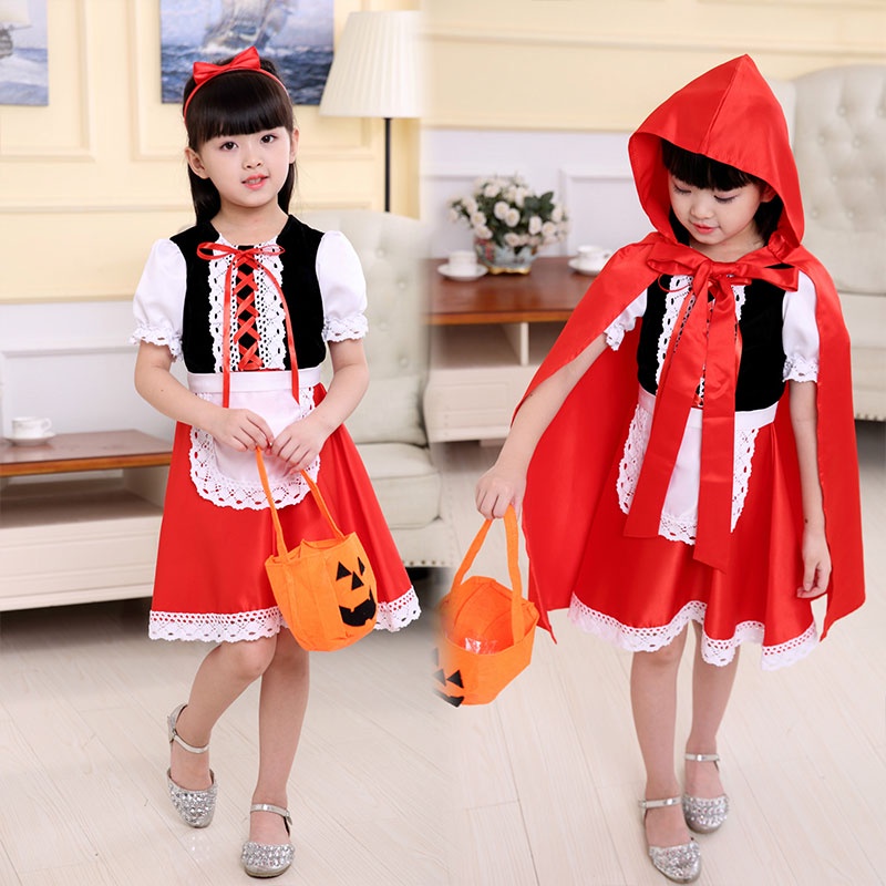 Momo Đầm Hóa Trang Cô Bé Quàng Khăn Đỏ Cho Bé Gái