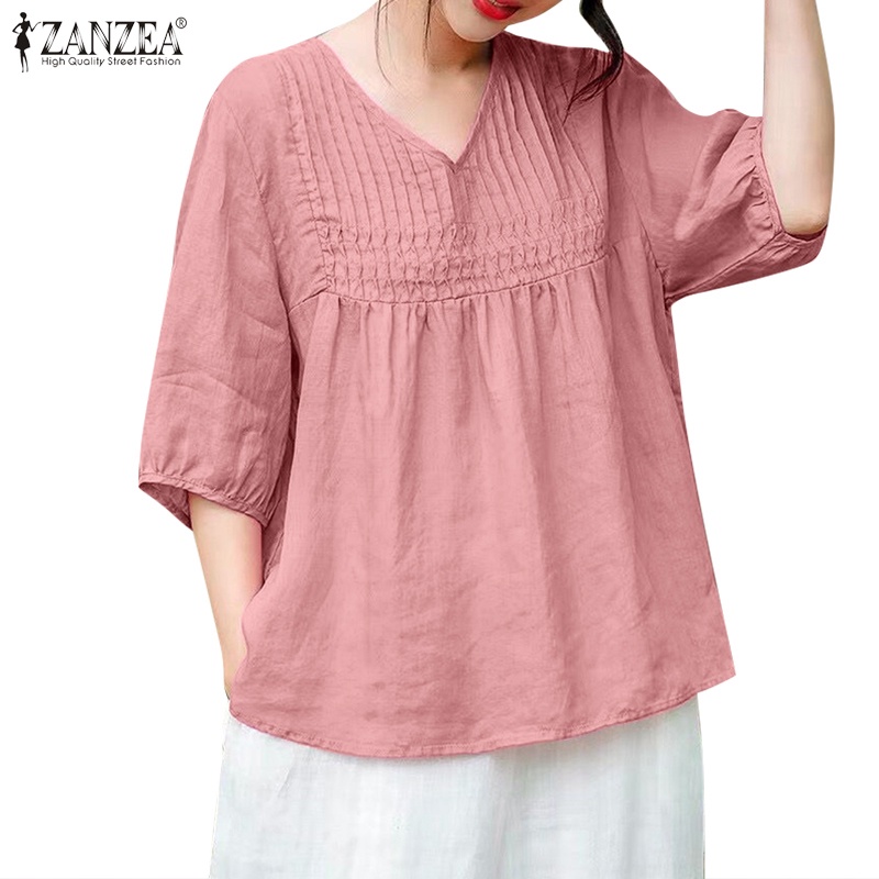 Zanzea Áo Nữ Tay 3 / 4 Cổ Chữ v Thời Trang Quyến Rũ
