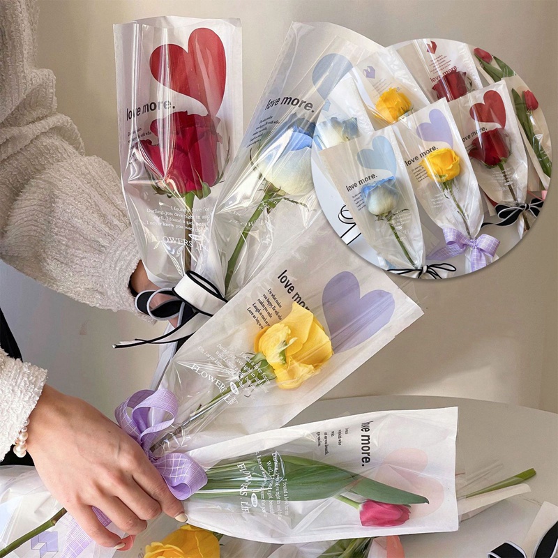 Set 20 Túi Đựng Bó Hoa Hồng In Chữ Tiếng Anh Dễ Thương