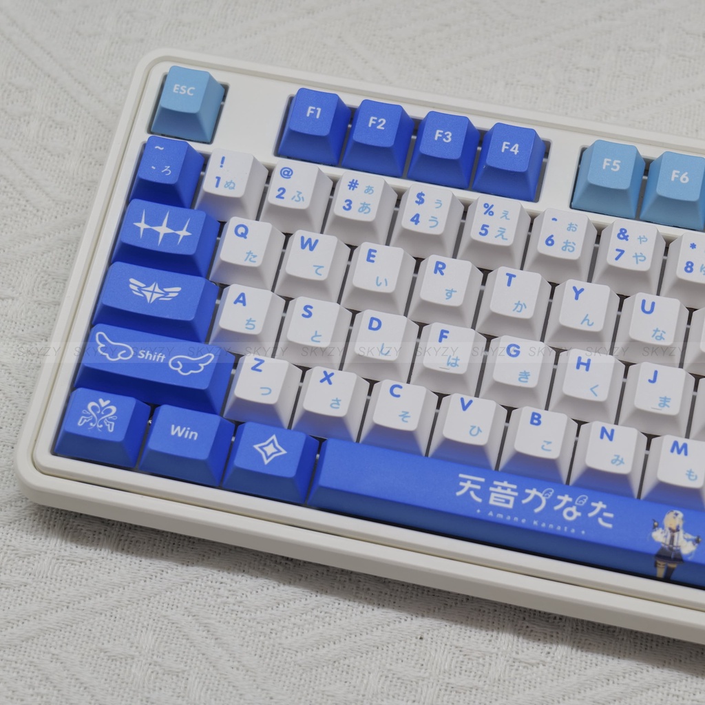 Amane Kanata Keycaps Cherry Profile Hololive Anime PBT DYE SUB Bàn Phím Cơ Keycap