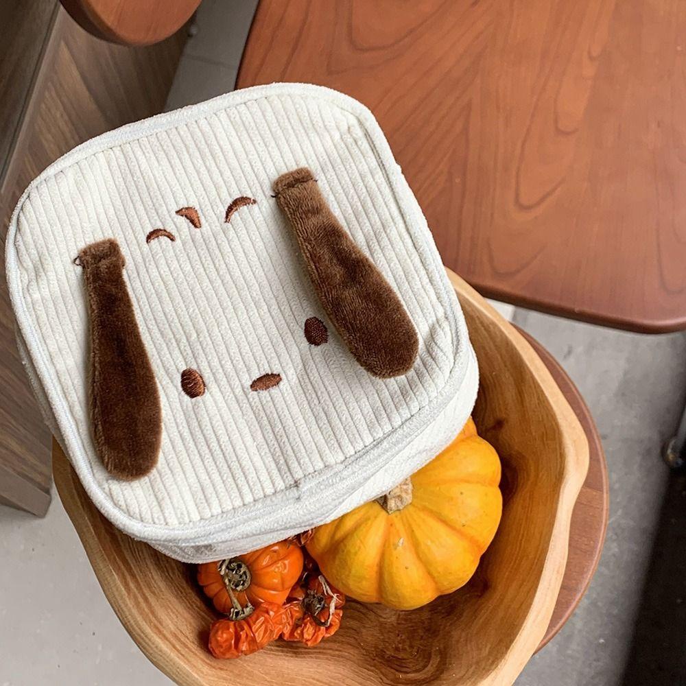 Pinou pochacco Túi Đựng Mỹ Phẩm / Tiền Xu / Bút Chì Hình Vuông Cỡ Lớn Chất Liệu Nhung Kẻ Thêu Họa Tiết Dễ Thương Cho Học Sinh