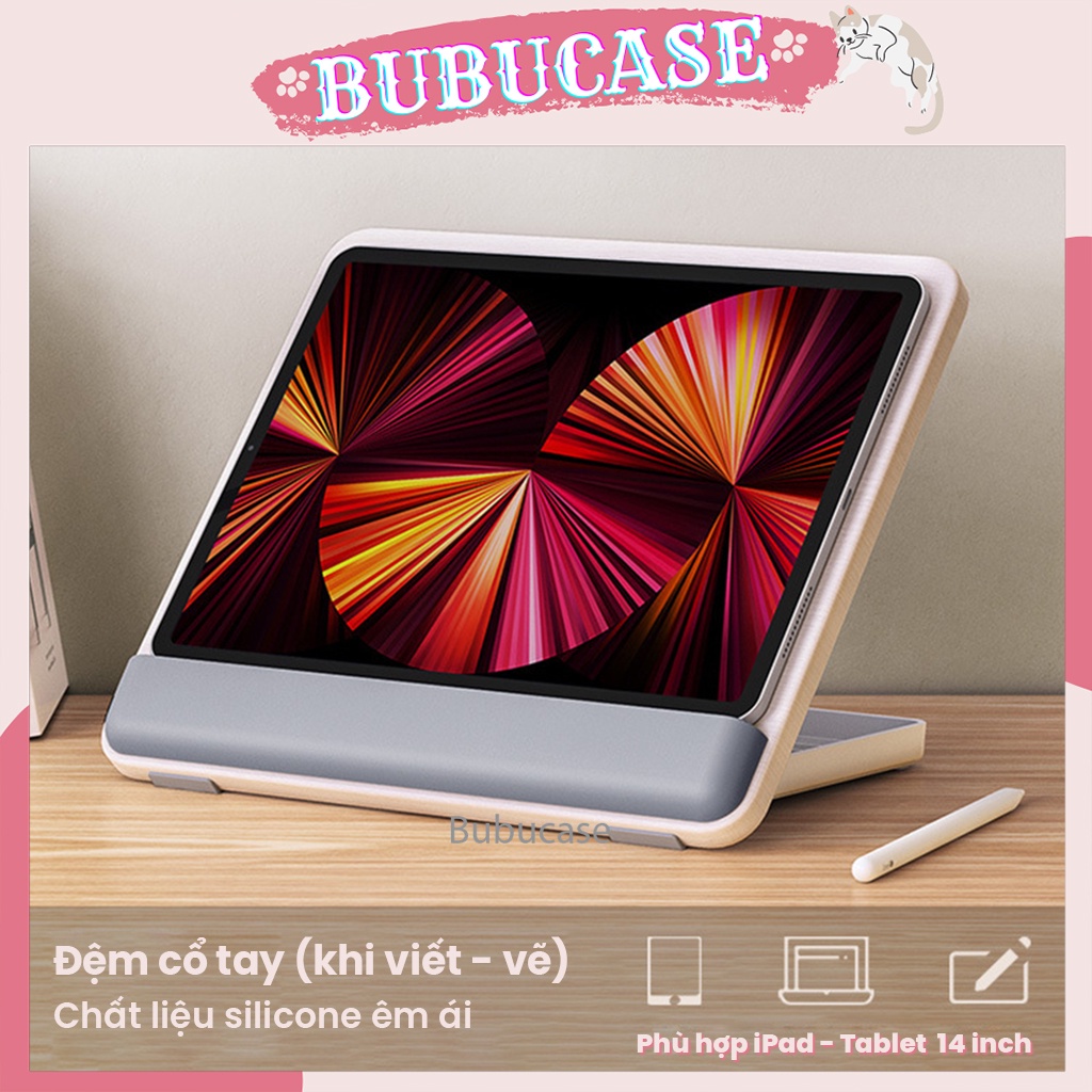 Bàn Vẽ Kiêm Giá Đỡ Công Thái Học Cho Tablet, iPad, Đọc Sách, Laptop 14 inch - Tích Hợp Đệm Tay Chống Mỏi, Chỉnh Nghiêng