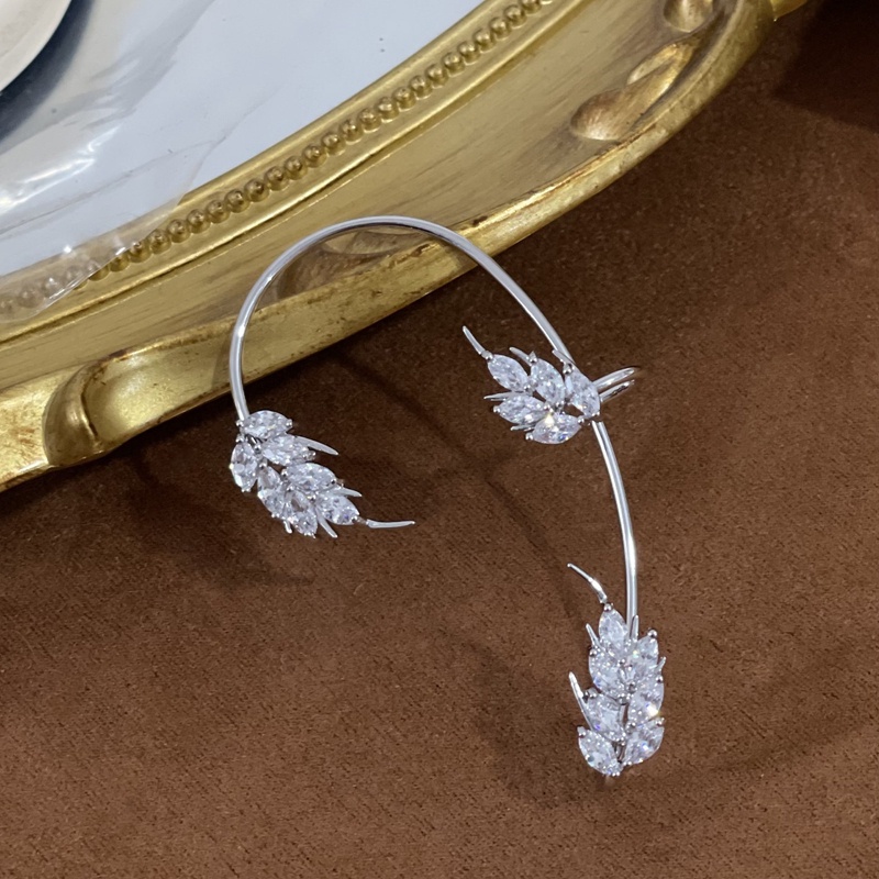 Selense Bông Tai Mạ Bạc Hình Bướm / Lông Vũ Đính Đá zircon Lấp Lánh Thời Trang Cho Nữ