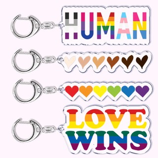 Móc khoá Gay Pride LGBT Rainbow Dinosaur Keychain for Accessories Bag LGBTQ Love Wins Heart