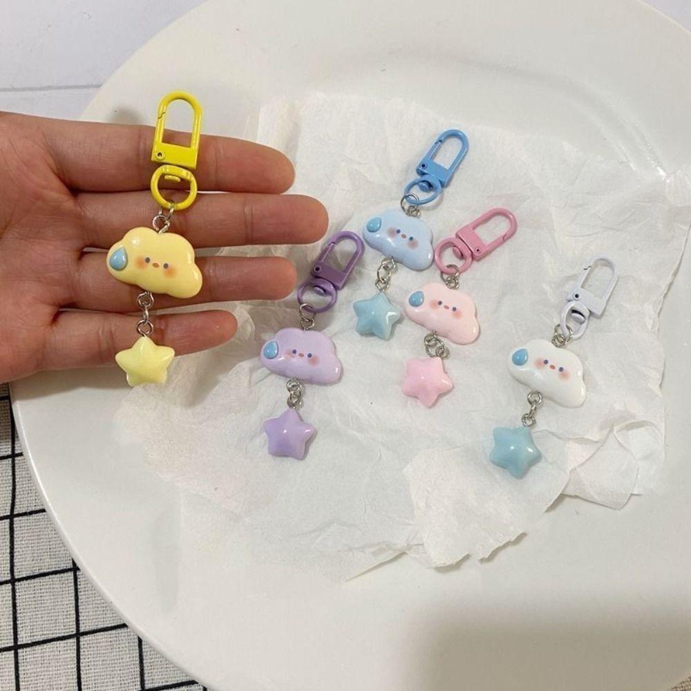 Lanfy Móc Chìa Khóa resin Mặt Hình Đám Mây Ngôi Sao Đám Mây Ngôi Sao Đám Mây Hoạt Hình Cho Nữ