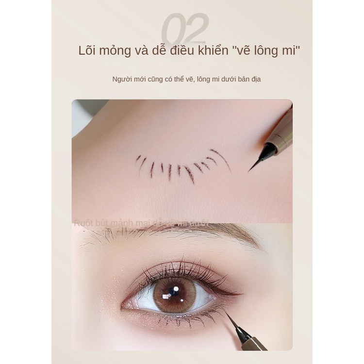 Bút Kẻ Mắt Siêu Mảnh Cho Người Mới Tập Makeup Không Lem, Bền Màu Chống Nước