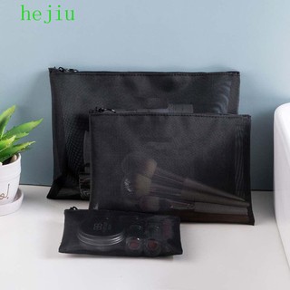 Hejiu Túi Lưới Đựng Mỹ Phẩm / Đồ Vệ Sinh Cá Nhân Màu Đen Trong Suốt Có Khóa Kéo Sức Chứa Lớn