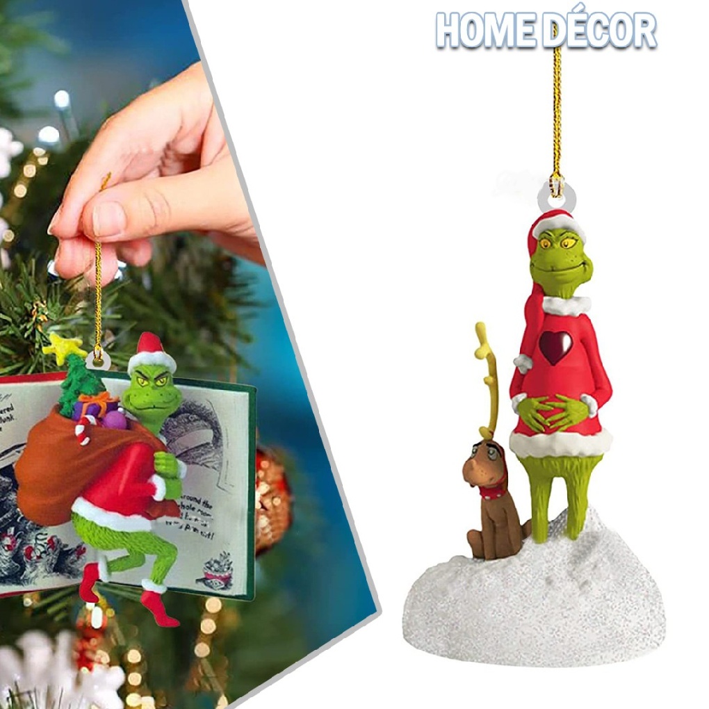Christmas Grinch Book Tree Decoration Hanging Ornaments Acrylic Pendant Gift