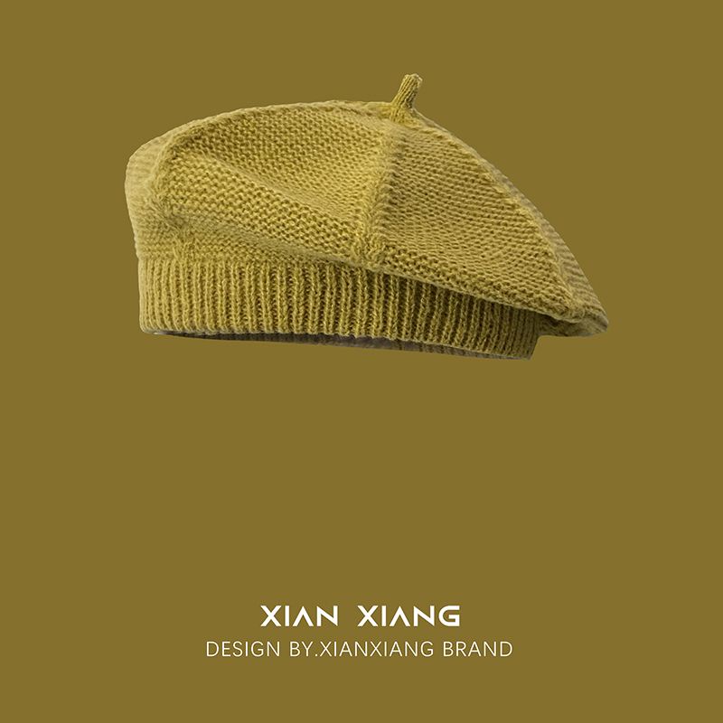 Mũ Nồi Dệt Kim Màu Trơn Kiểu Họa Sĩ Nhật Bản Ngọt Ngào Dễ Phối Đồ Thời Trang Thu Đông Cho Nữ