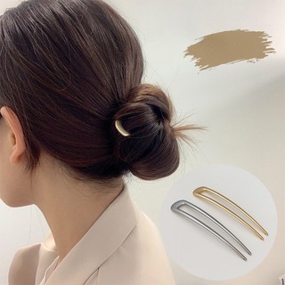 Cài Tóc Hình Chữ u Màu Vàng / Bạc Đơn Giản Dễ Thương Cho Bạn Gái