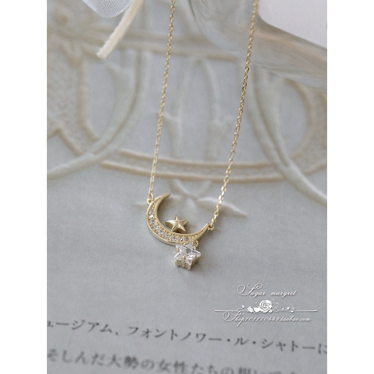 Dây Chuyền Bạc sterling Mặt Trăng Và Ngôi Sao Tinh Xảo Dễ Phối Đồ Phong Cách retro Cho Nữ