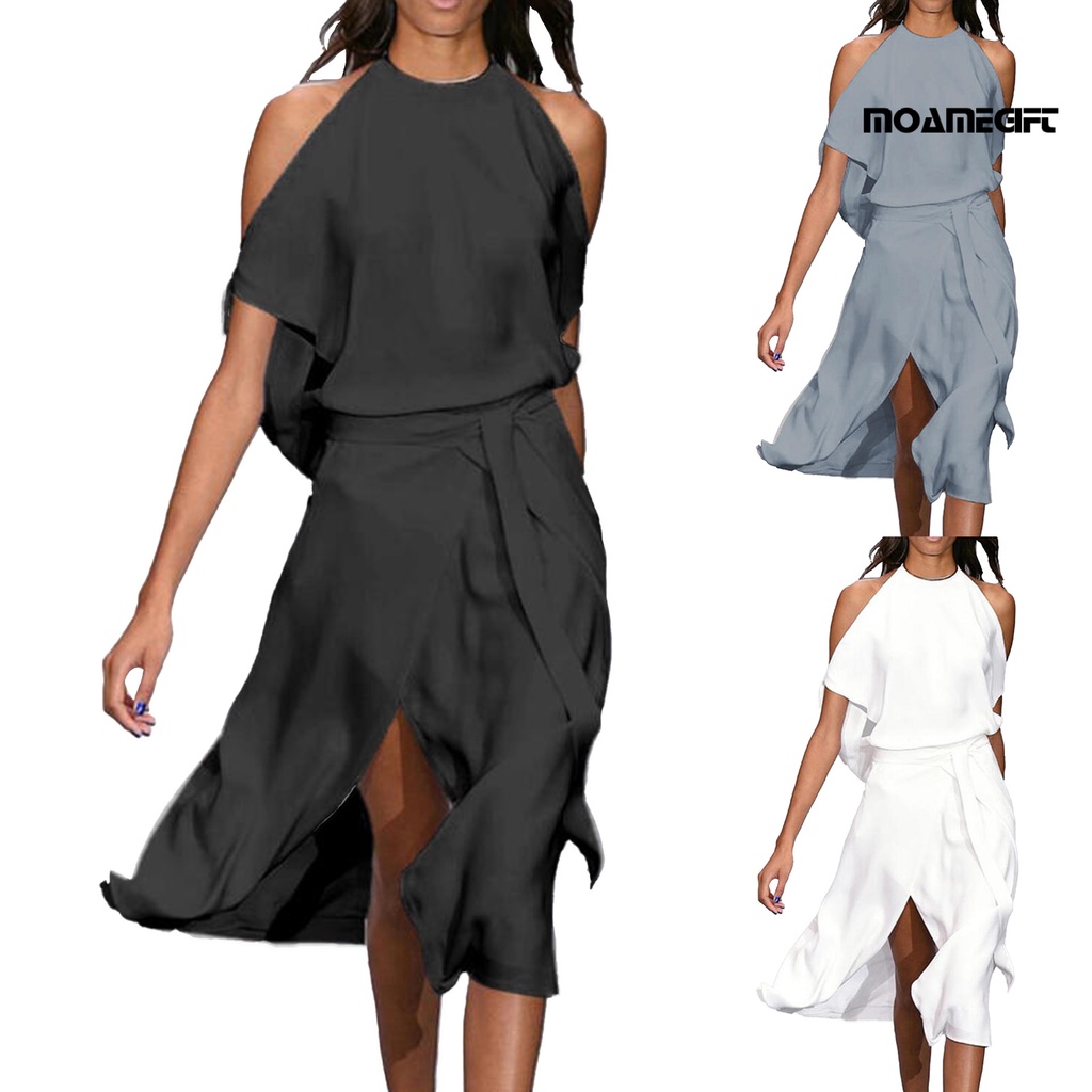 Đầm Dài Dáng Rộng Hở Vai Thanh Lịch Đơn Giản Dành Cho Nữ