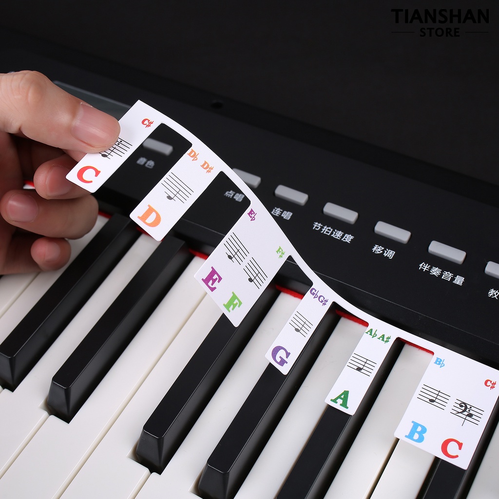 Tianshan Set 61 / 88 Miếng Dán Phím Đàn piano Trong Suốt Chống Xé Dễ Giặt Cho Bé
