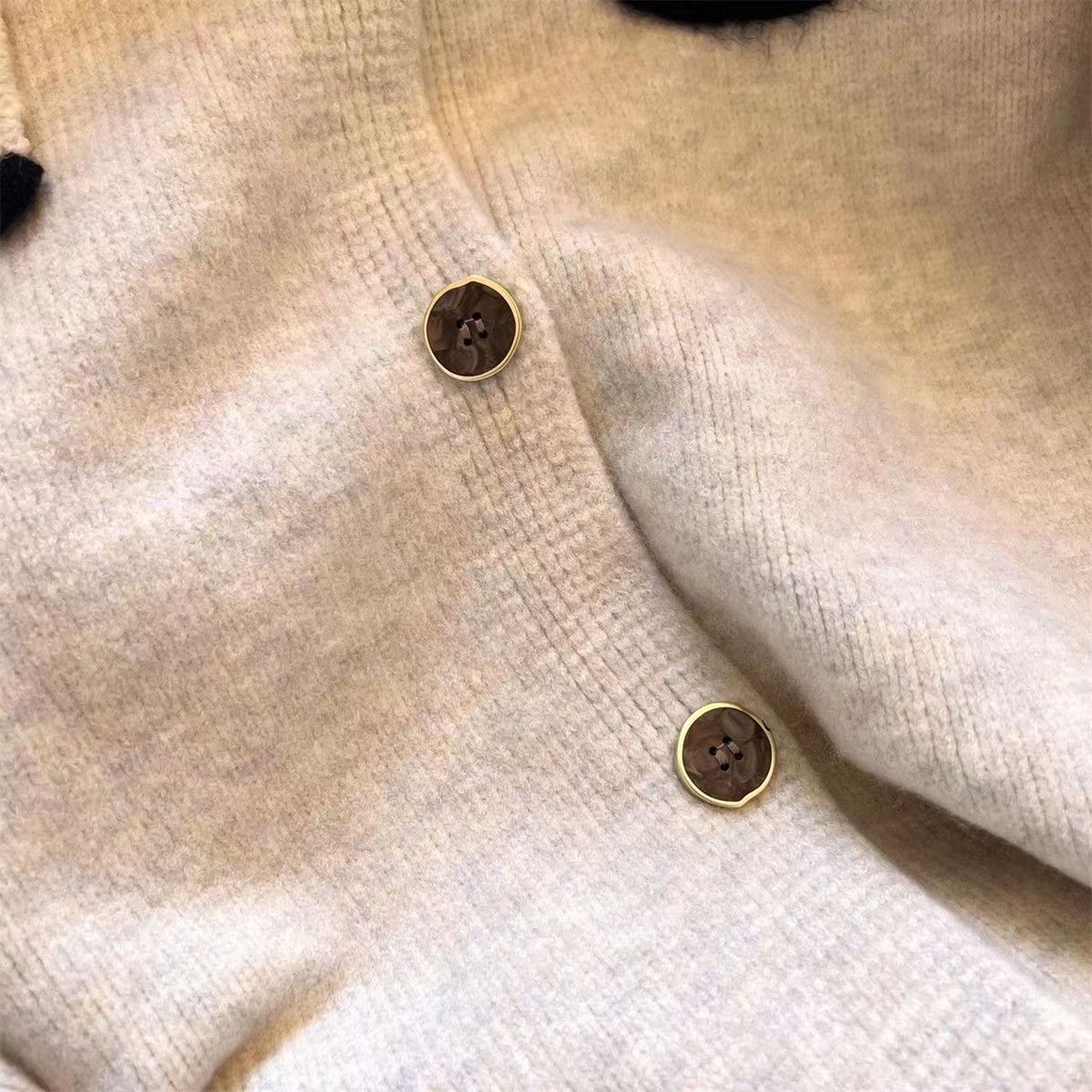 Áo Khoác cardigan Dệt Kim Cổ Búp Bê Dáng Rộng Thời Trang Mùa Thu Hàng Mới 2023