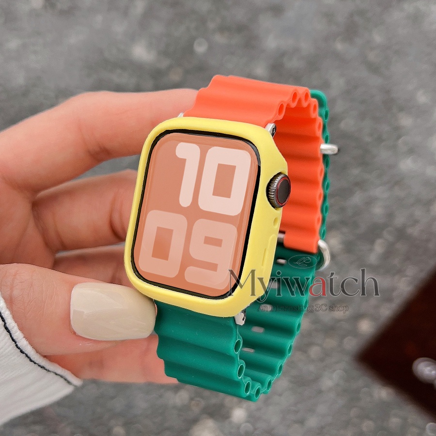 Set 3 Dây Đeo Đồng Hồ Bằng silicone Mềm Cho iwatch series 9 8 ultra 7 6 se 5 4 3 2 1 49mm 45mm 44mm 41mm 40mm 38mm 42mm