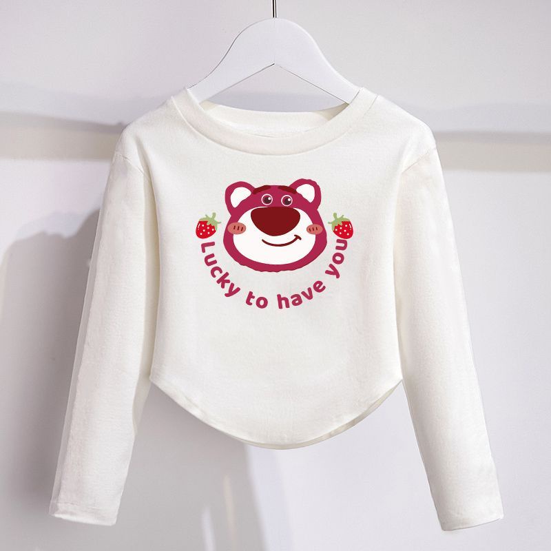 Áo Thun Tay Dài Phong Cách Hàn Quốc Thời Trang Xuân Thu Xinh Xắn Cho Bé Gái