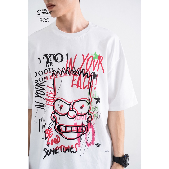 Áo Thun BOO Unisex Dáng Oversize Họa Tiết Graffiti The Simpsons BZL
