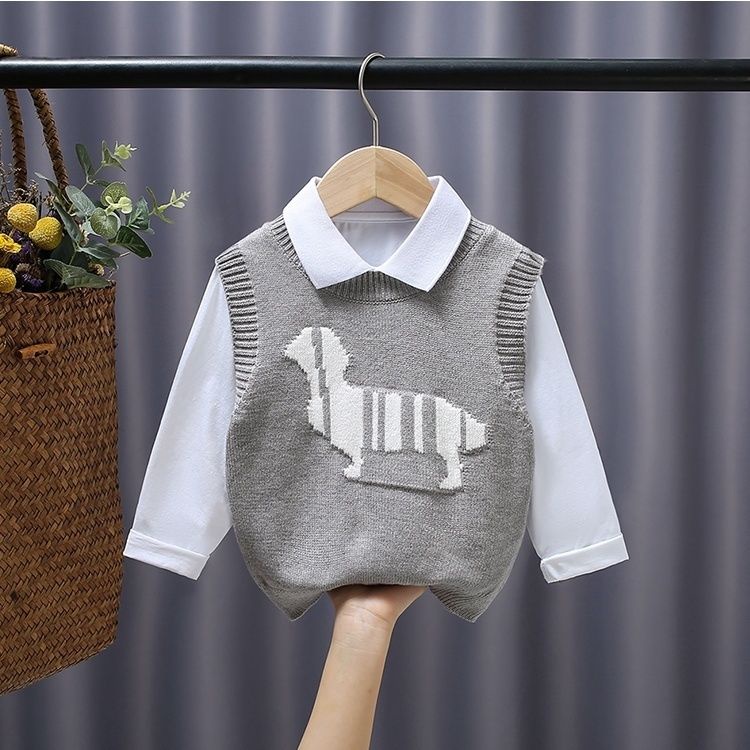 Áo sweater Dệt Kim Không Tay Phong Cách Thời Trang Xuân Thu 2023 Dành Cho Bé Trai