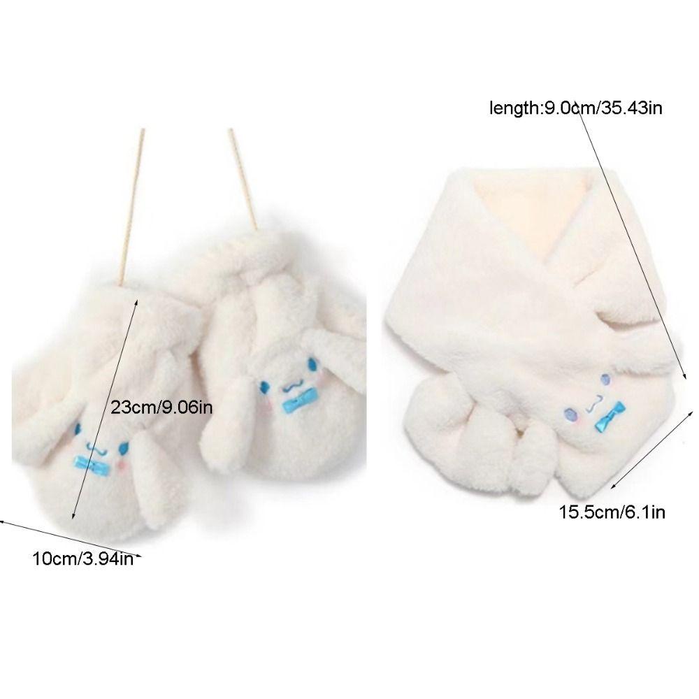 Khăn quàng cổ/ găng tay MKEB vải bông chống lạnh hở ngón họa tiết Cinnamoroll Kawaii hoạt hình