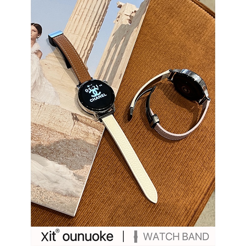 Dây Đeo Bằng Da Thanh Lịch Cho Đồng Hồ samsung galaxy watch 2 3 4 5 6 series 40mm 44mm 45mm 43mm 47mm galaxy watch active 2 huawei gt 2 3 pro