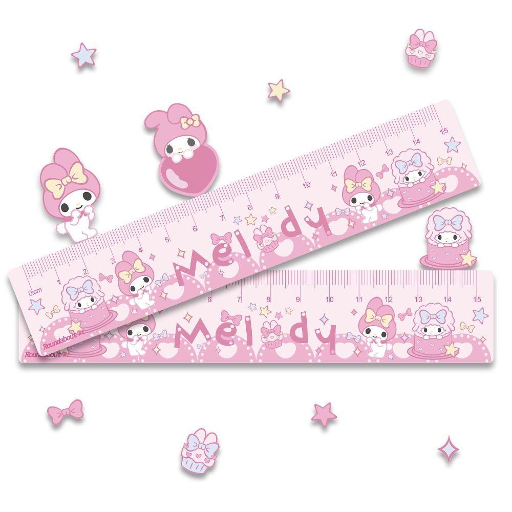 Thước Kẻ Thẳng 15cm Bằng acrylic Trong Suốt Đa Năng Họa Tiết Hoạt Hình melody kuromi cinnamoroll