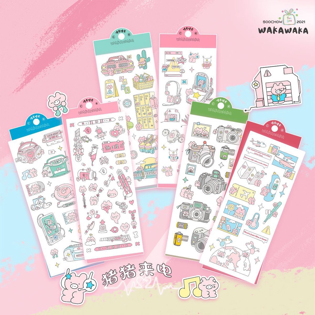 Thẻ Dán Trang Trí Sổ Tay Hình Chú Heo Dễ Thương Xinh Xắn