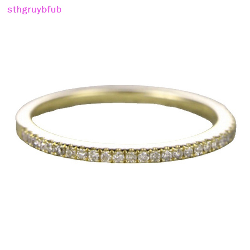 Sthb Nhẫn zircon Đơn Giản Mỏng Nhẹ Đính Kim Cương Thời Trang Làm Quà Sinh Nhật Cho Nữ vn