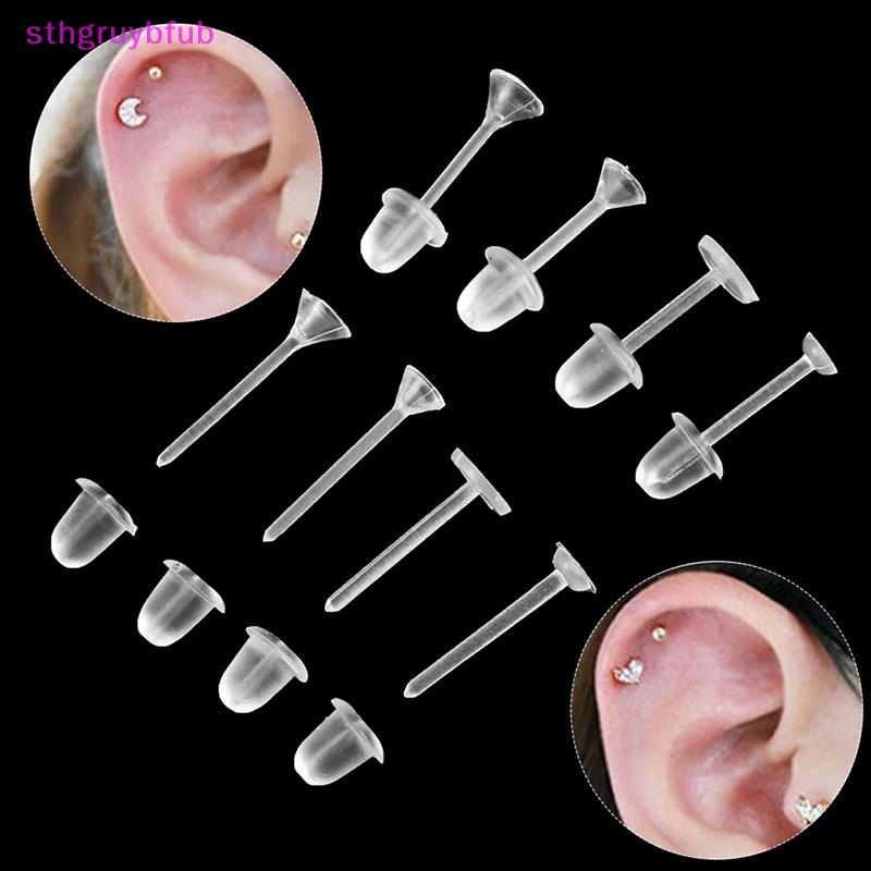 Sthb Set 100 Cái Bông Tai Hình Ghim Và Sau Bằng Nhựa Trong Suốt vn