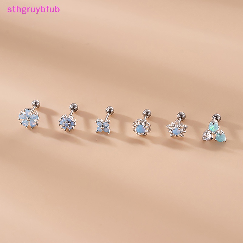 Sthb 1 Khuyên Tai Thanh Đá opal mini Bằng Thép Không Gỉ Thời Trang Cho Nữ vn