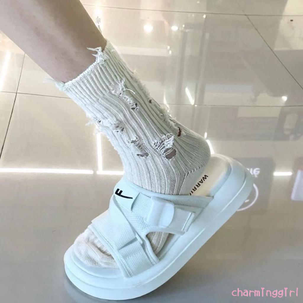 Vớ Dệt Kim Màu Trơn Rách Gối Phong Cách Đường Phố vintage Thời Trang Mùa Đông Cho Nữ