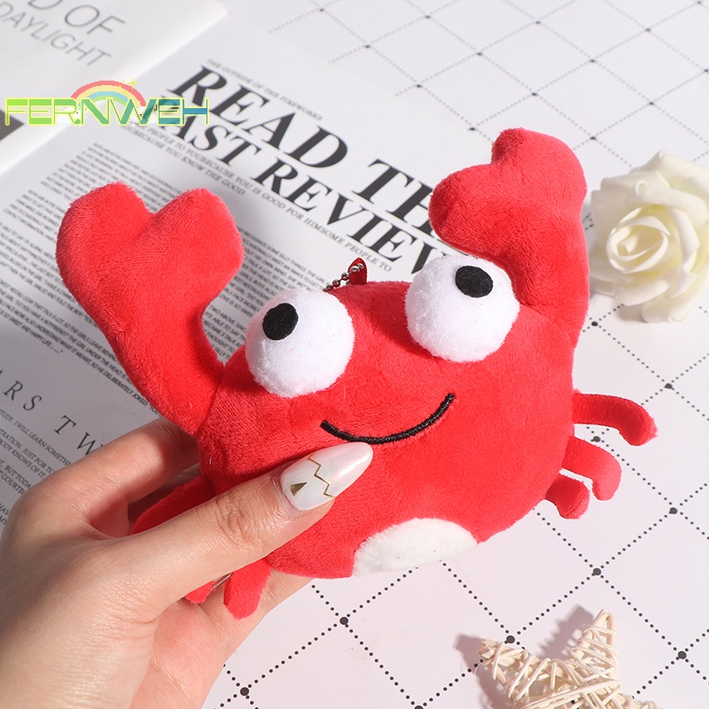 Móc Khóa Hình Cua Nhồi Bông Màu Đỏ Dễ Thương