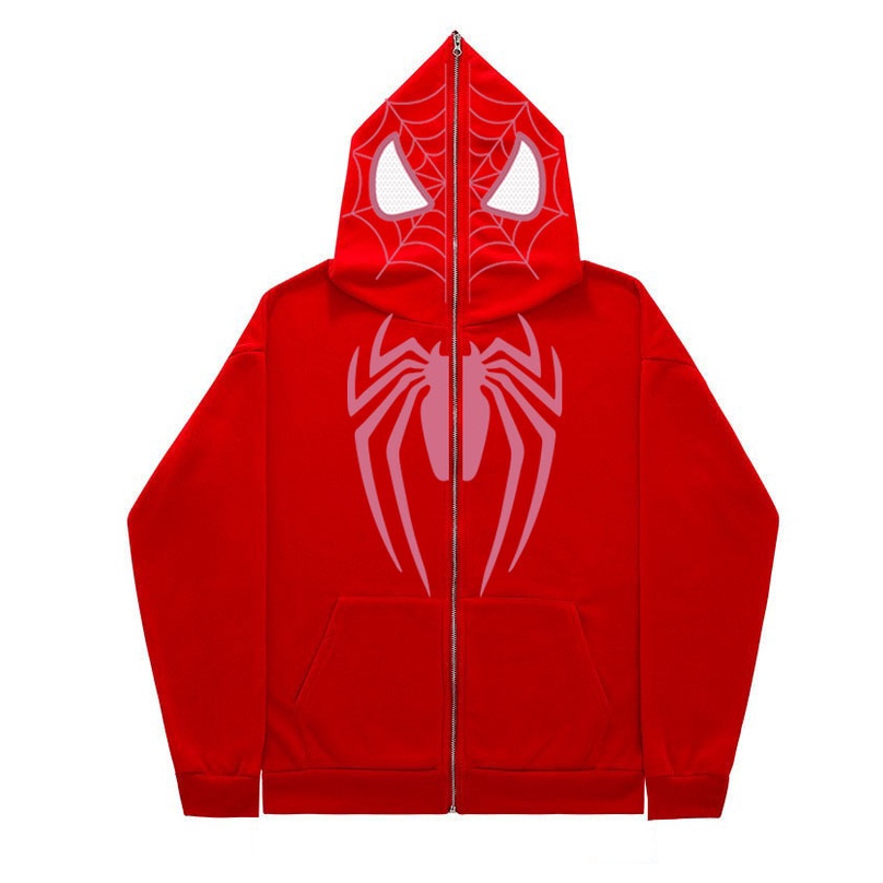 Áo Khoác hoodie Có Khóa Kéo In Hình Nhện Phong Cách Hiphop Thời Trang Đường Phố Mới 2023