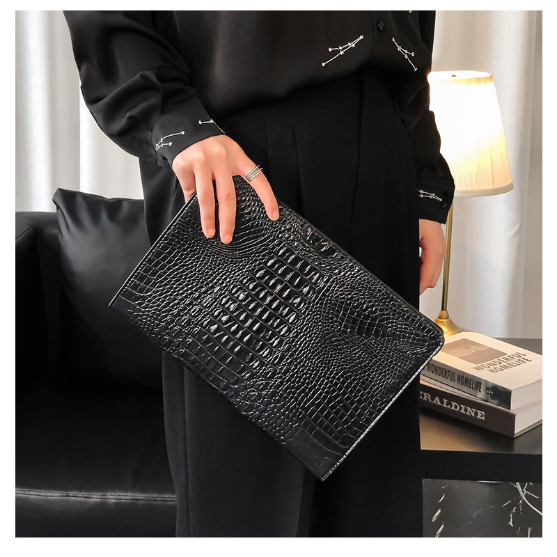 Túi Clutch cầm tay nam da nhám vân cá sấu hàng cao cấp
