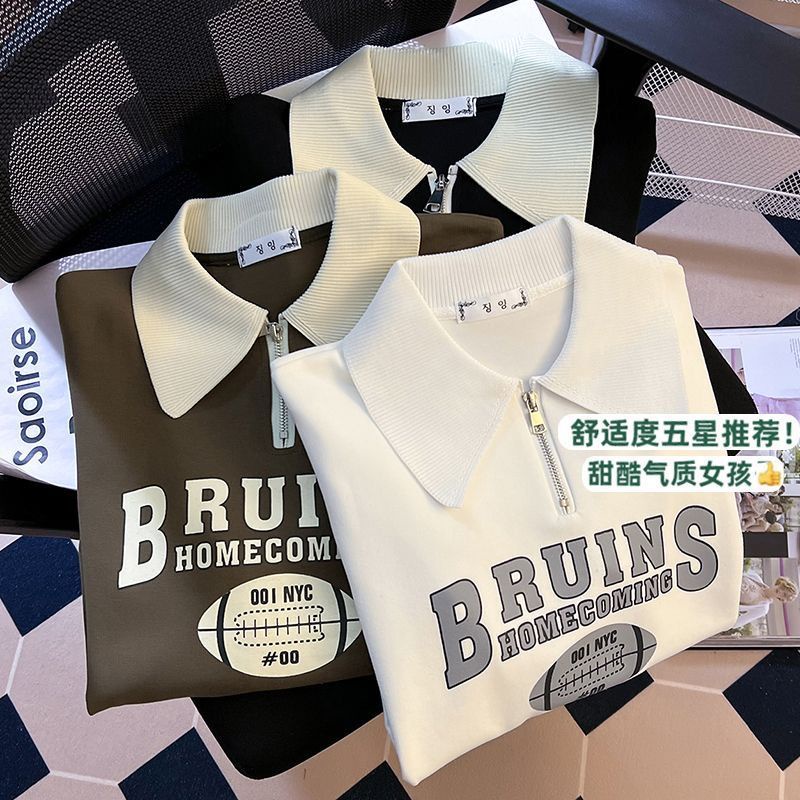 Áo Thun polo Tay Dài Dáng Rộng Phong Cách Mỹ Thời Trang Xuân Thu Hàng Mới 2023 Dành Cho Bạn Nữ