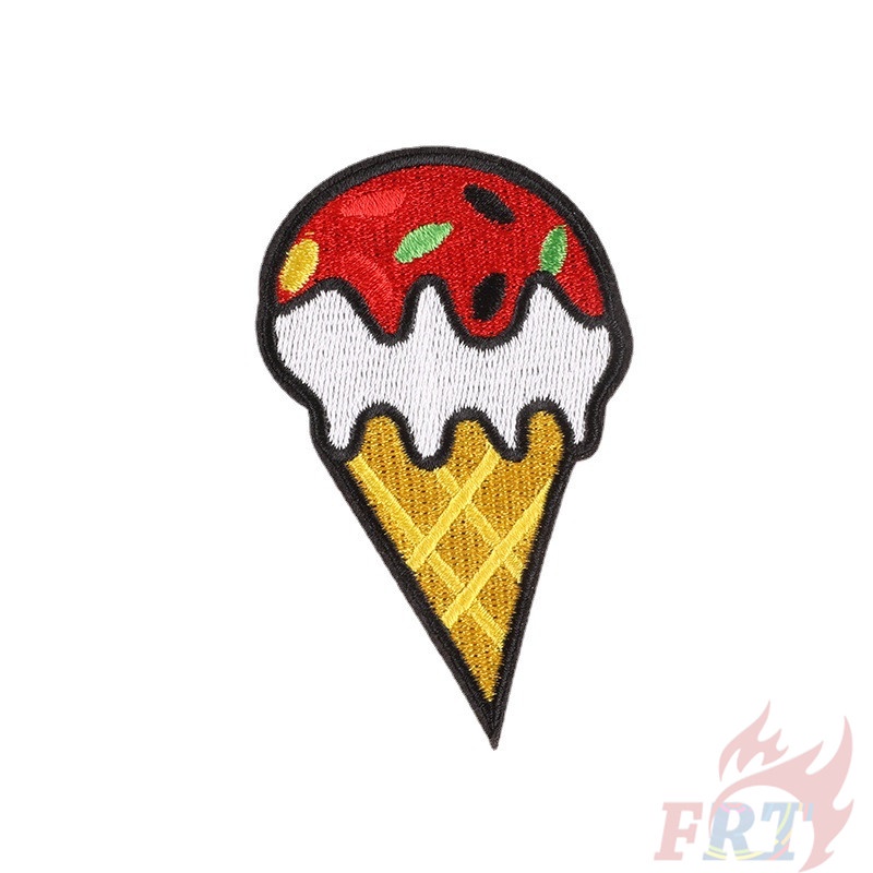 ☸ Miếng Dán Ủi Lên Quần Áo Hình Trái Tim / Kem / pizza / Bánh pizza ☸ 1 Miếng Vá Ủi Quần Áo Thêu Hoạ Tiết Đẹp Mắt