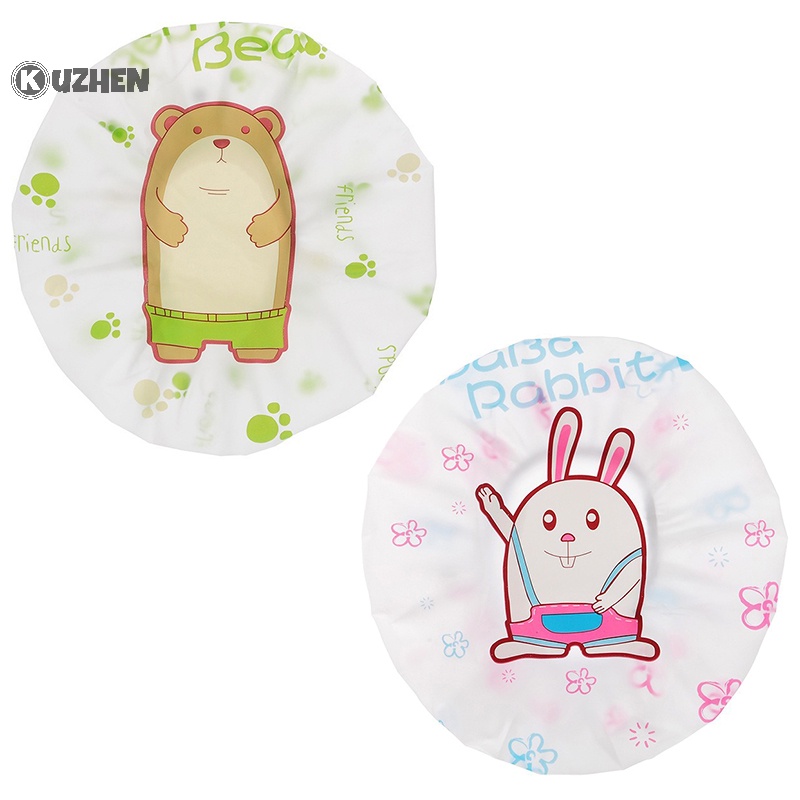 Kuzhen 1 Mũ Trùm Tóc Khi Tắm Dày Dặn Chống Thấm Nước Và Dầu In Hình Hoạt Hình Dễ Thương
