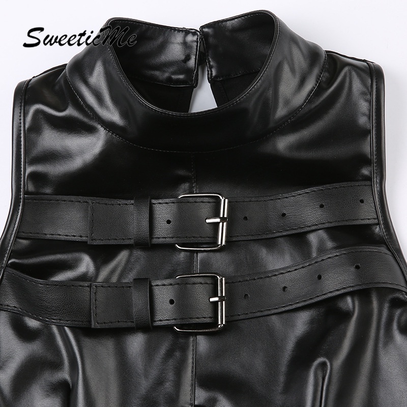 Áo Croptop Da Cổ Cao Màu Trơn Dáng Ôm Thời Trang Đường Phố 2023 Cho Nữ