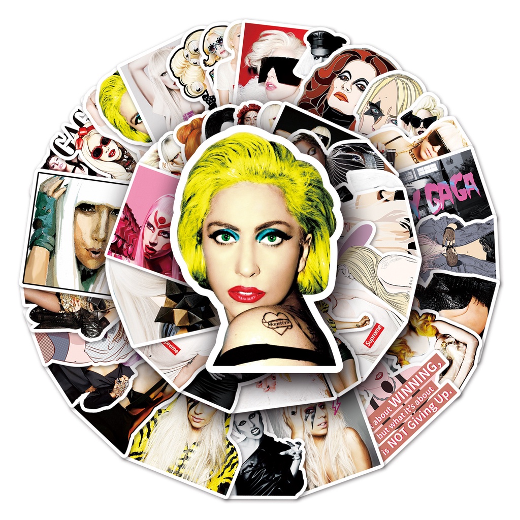 Miếng Dán Trang Trí Vali / Điện Thoại / Hành Lý Chống Thấm Nước Hình Ngôi Sao graffiti 51 lady gaga diy