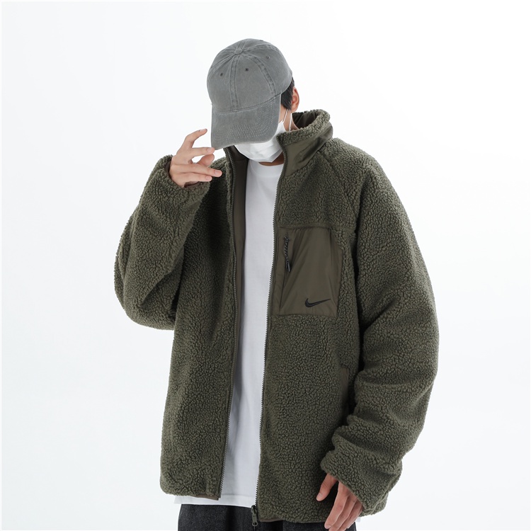 Nike Áo Khoác Lông Cừu Thêu logo Thời Trang Cho Cặp Đôi