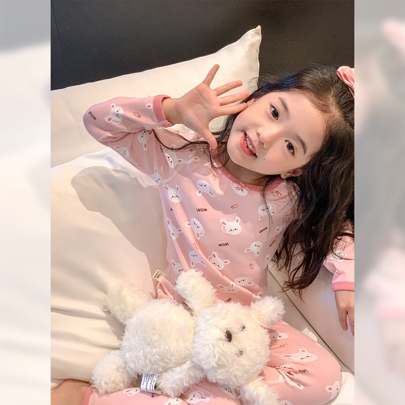 Bộ Đồ Ngủ Dài Trung Bình Thoải Mái Thoáng Khí Phong Cách Thời Trang Xuân Thu Mới Cho Bé Gái Kích Thước 90-140cm