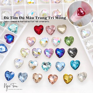 Đá khối trái tim 8mm siêu sáng trang trí móng tay
