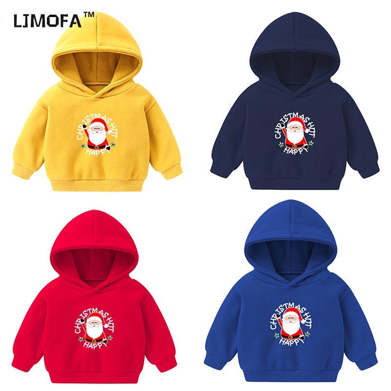 Áo hoodie Tay Dài In Hình Ông Già Noel Thời Trang Cho Bé Trai Và Gái 2-7 Tuổi