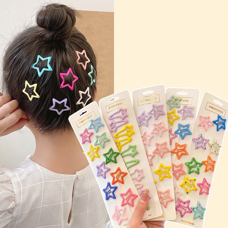 Set 25 Kẹp Tóc Hình Ngôi Sao Nhiều Màu Sắc Thời Trang Hàn Quốc