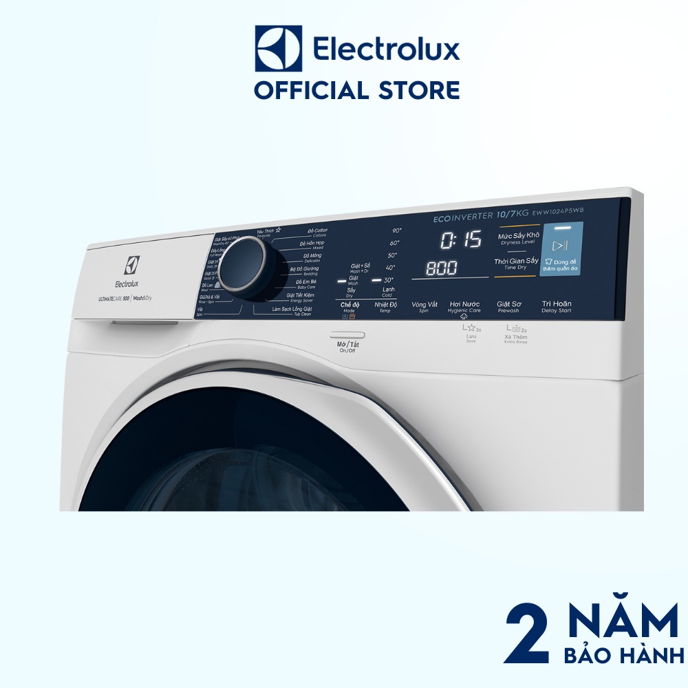 Máy giặt sấy Electrolux 10/7kg UltimateCare 500-EWW1024P5WB - Giặt sạch sâu, không cặn