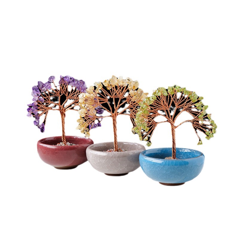 Cây Pha Lê Tự Nhiên Đế Cốc Trà Dùng Trang Trí Nhà Cửa