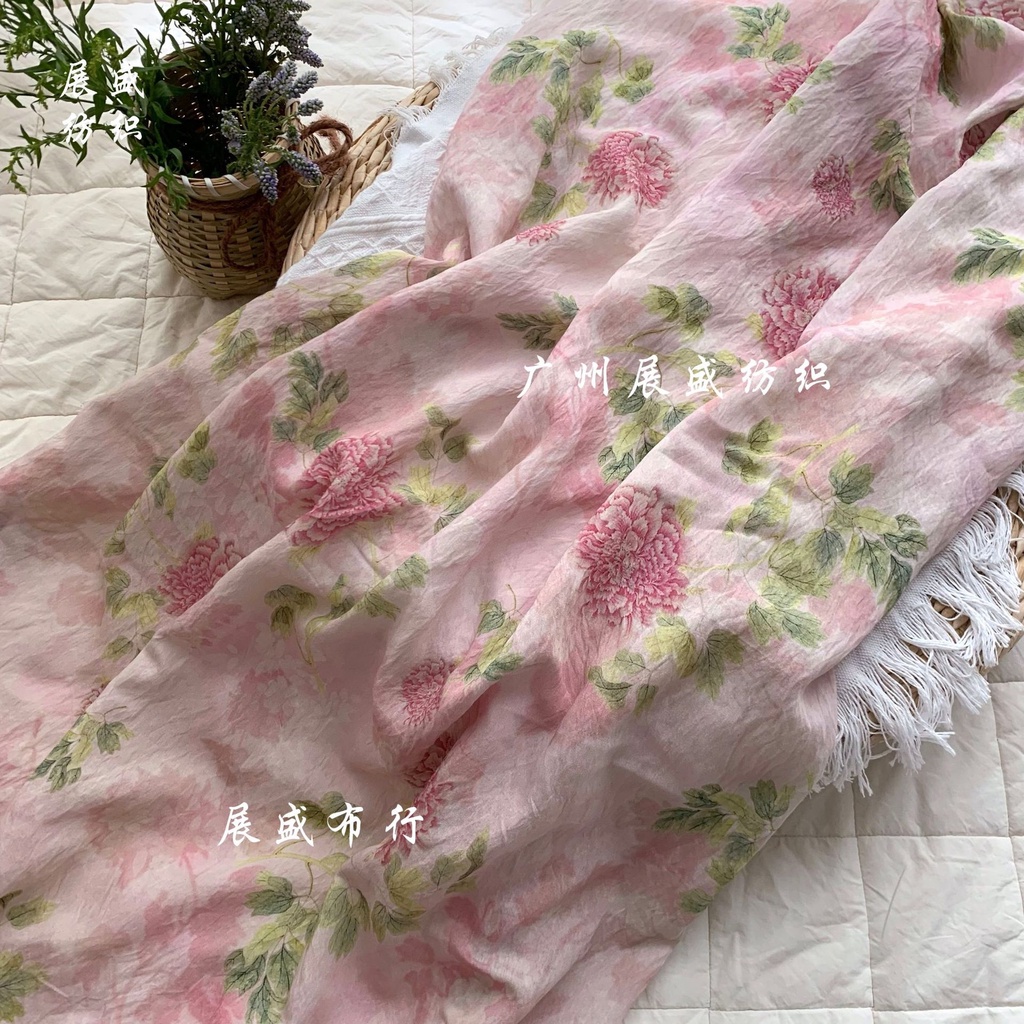 Vải Lanh In Họa Tiết Phong Cách Trung Hoa Dùng May Sườn Xám / Hán Phục áo dài