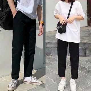 Quần baggy kaki ống suông basic lưng thun nam nữ size từ 40-80kg