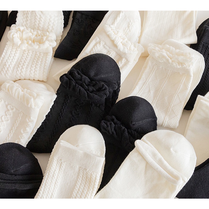 Mới Vớ Công Chúa jk Phối Ren Màu Trắng Đen Phong Cách lolita Nhật Bản Dễ Thương Cho Nữ